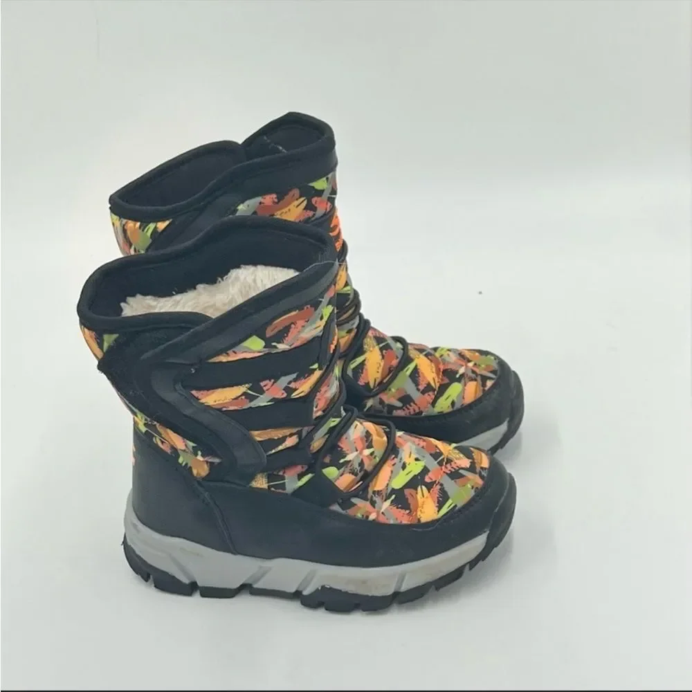 Hobibear Black & Orange Kids Waterproof Boots size 2
